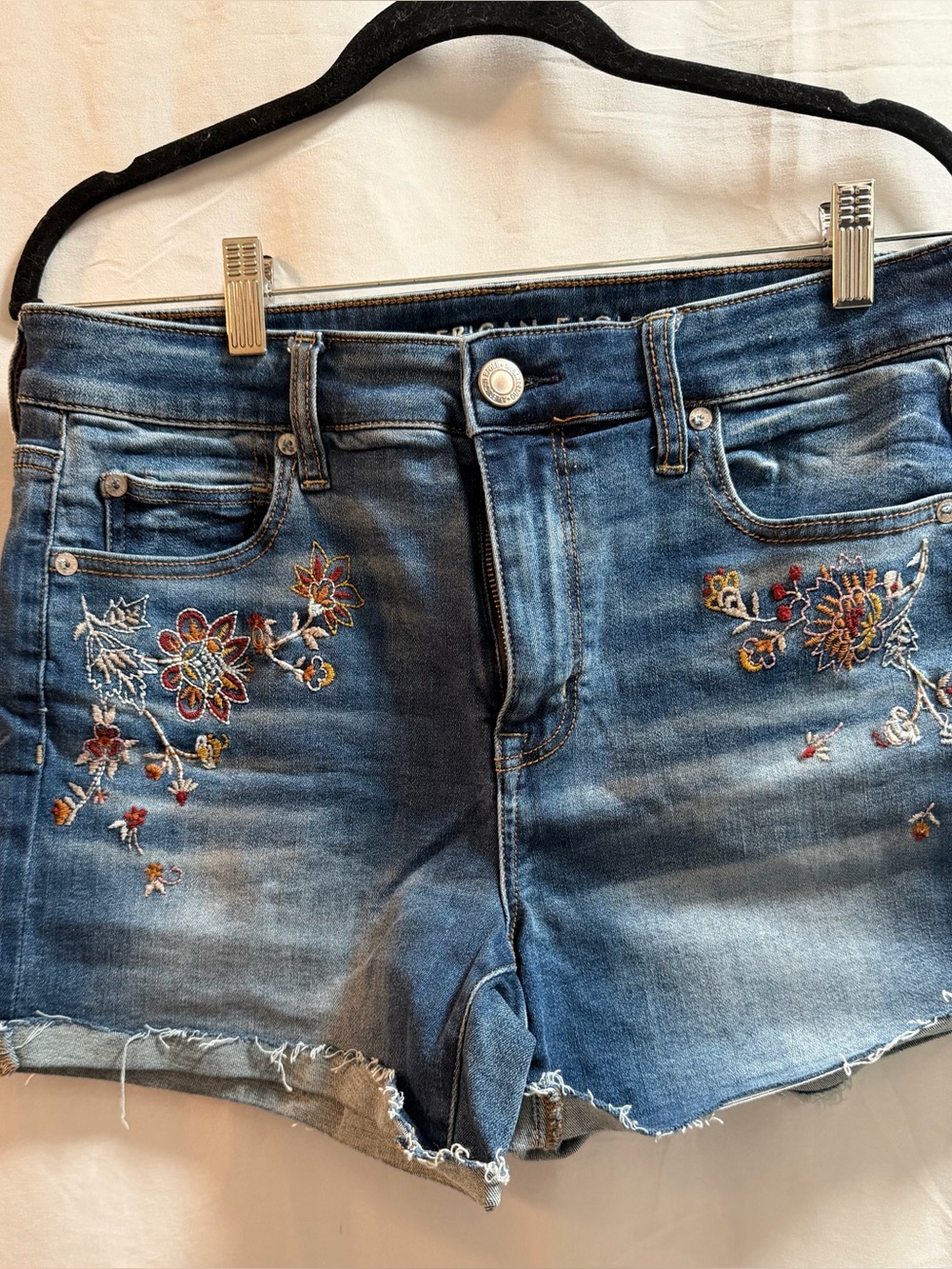 American Eagle Jean Shorts with Floral Embroidery